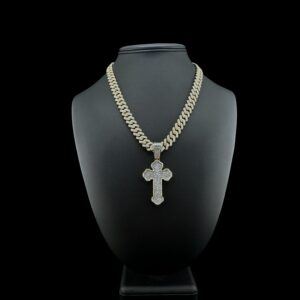 14k Gold Diamond Cross Pendant Large